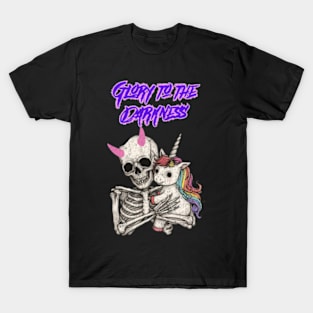 Glory to the Darkness Pastel Goth Skeleton Unicorn T-Shirt